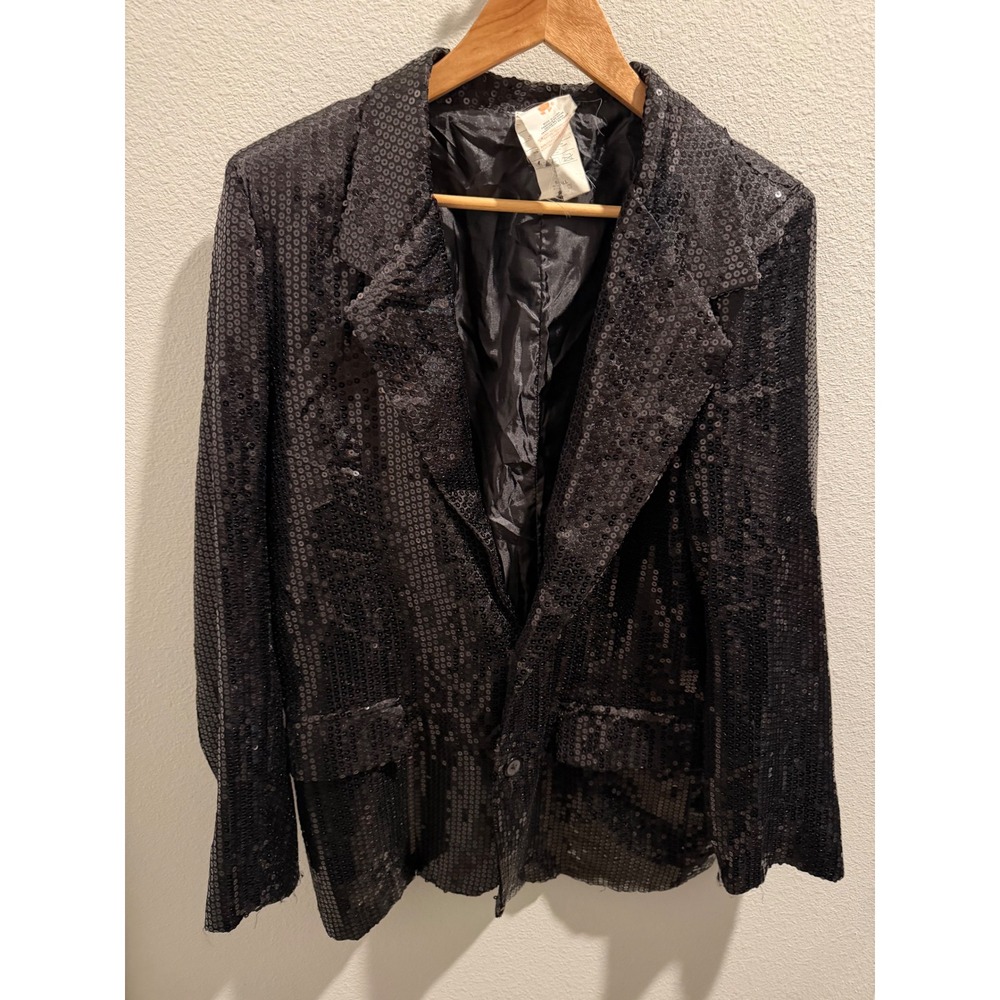 Rubies Black Sequin Blazer Jacket Mens Small Costume Party Disco Sparkly Blazer
